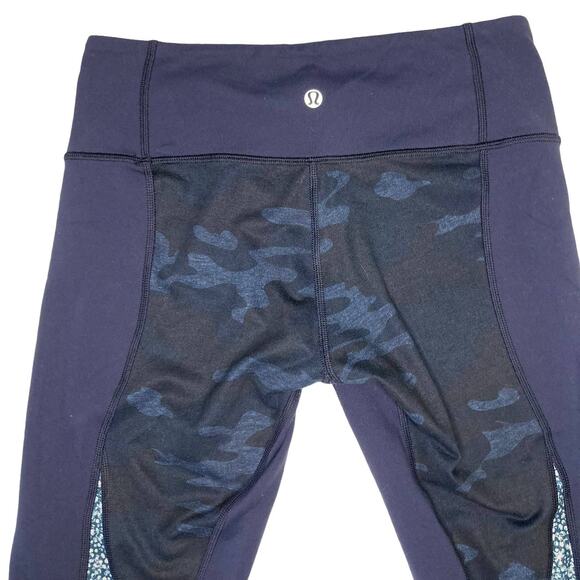 Lululemon Wunder Under Crop Blue Camo Pebble Inkwell Leggings size 6 - Picture 5 of 10